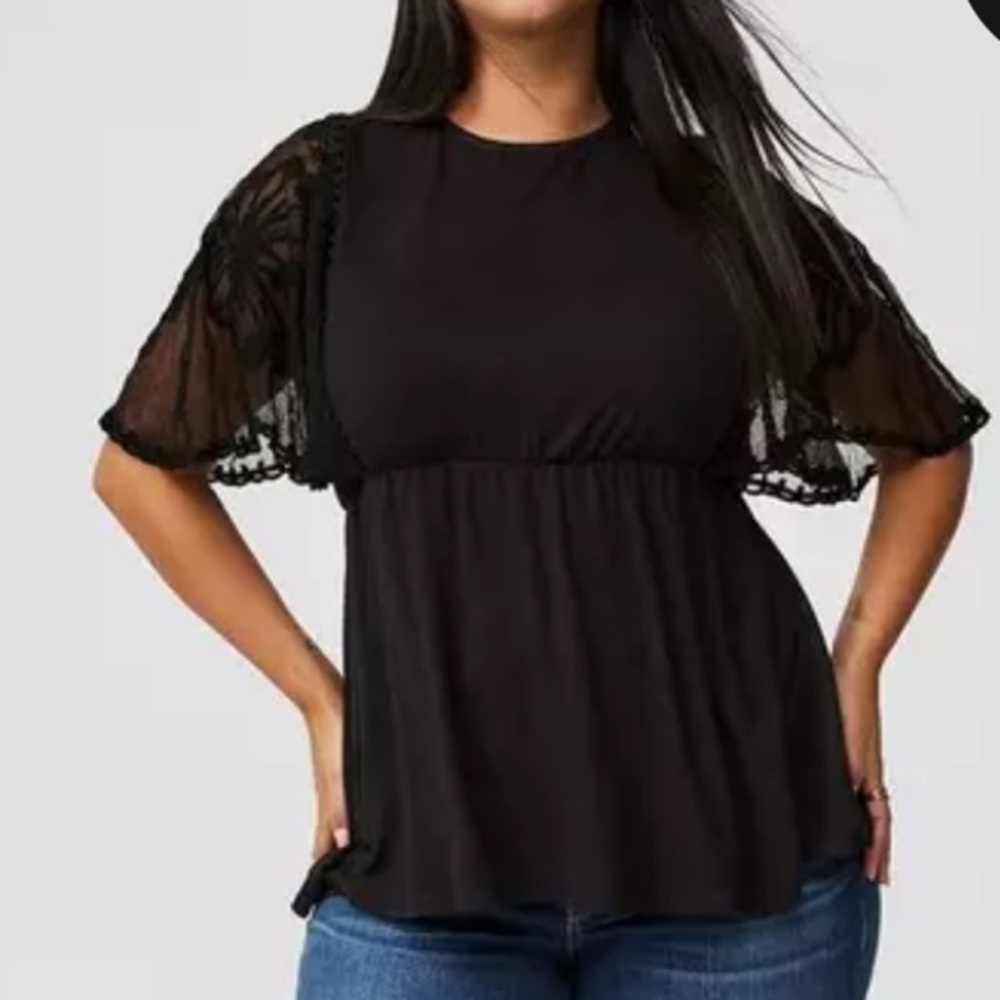 Torrid size 00 Black Lace Babydoll Top